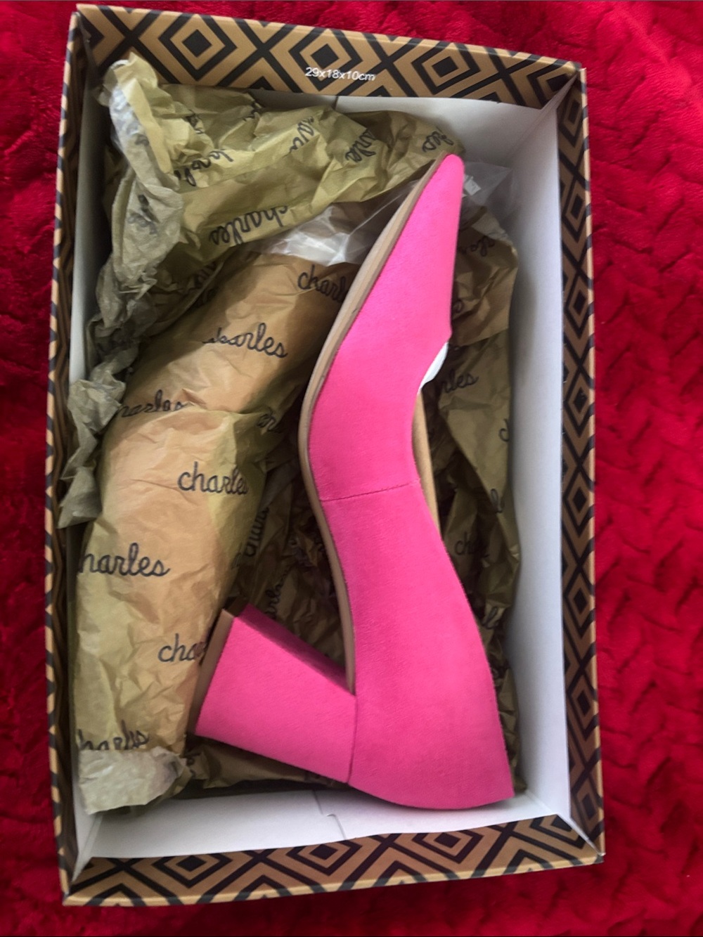 Charlies Bright Pink Block Heel Pump